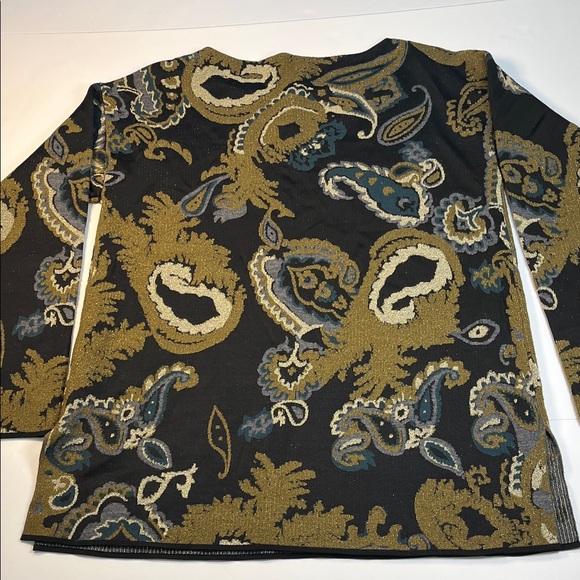 Lafayette 148 New York Wool Sweater in Olive, Black and Gray and Shimmer Sz M - Picture 2 of 9